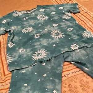 SWAT pajamas Teal with Sun and Star Design, cotton blend, like new, M